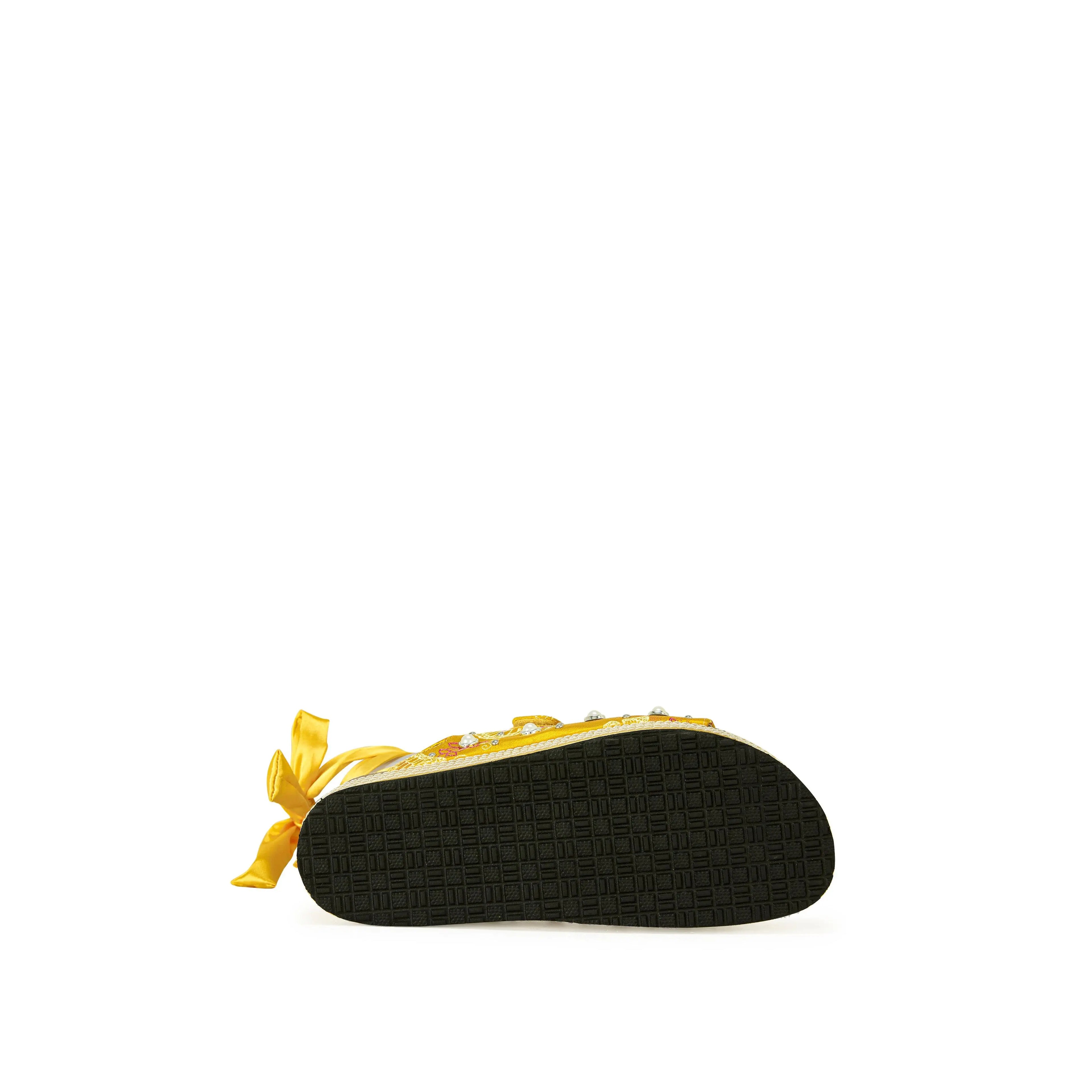 MACKLEY-YELLOW TIE up FLATFORM SANDAL
