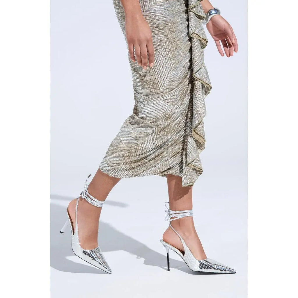 AZALEA WANG FREEMAN SILVER DISCOBALL WRAP up PUMP