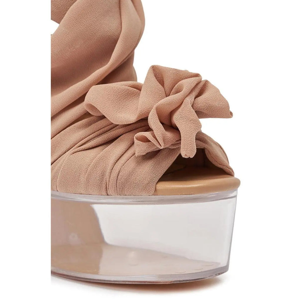 AKIRA GOLD BEAUDEN TAN PLATFORM TIE SANDAL