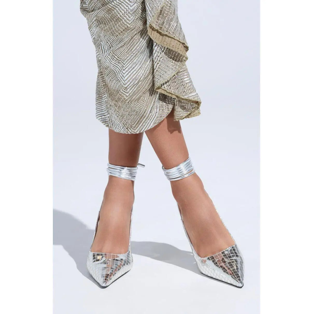 AZALEA WANG FREEMAN SILVER DISCOBALL WRAP up PUMP