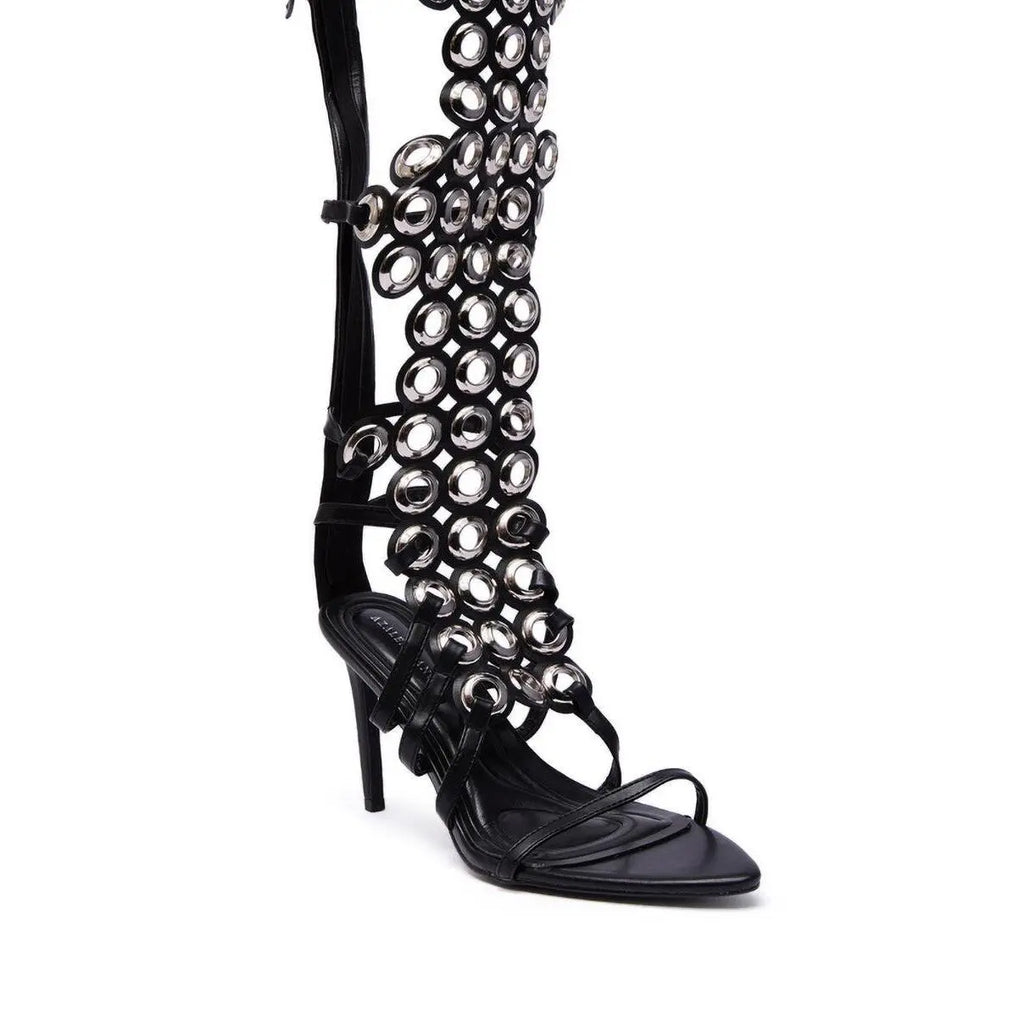 AZALEA WANG ELLINOR BLACK GROMMET DETAIL GLADIATOR SANDAL