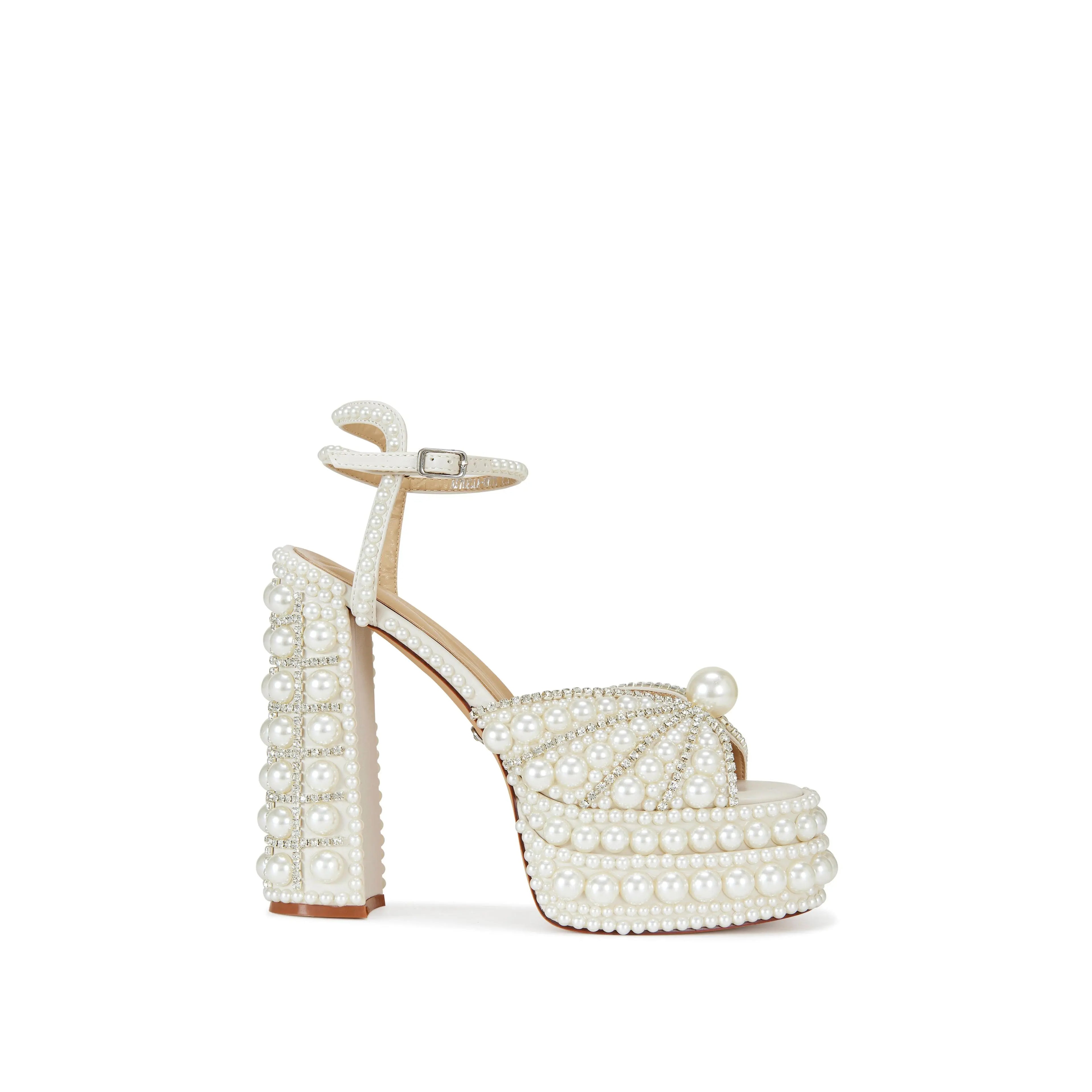 ASTRELLA-WHITE PLATFORM HEELED SANDAL