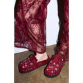 AZALEA WANG CHATTER BURGUNDY FUR SLIP on CLOG