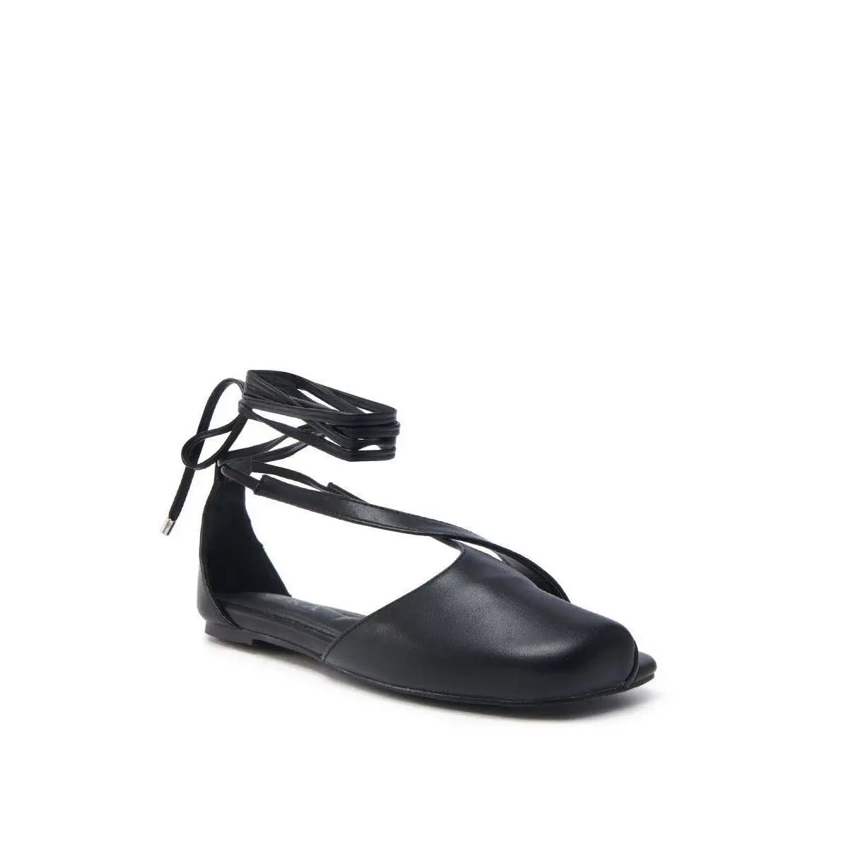 AKIRA AULORA BLACK FLAT SANDAL with PEEP TOE