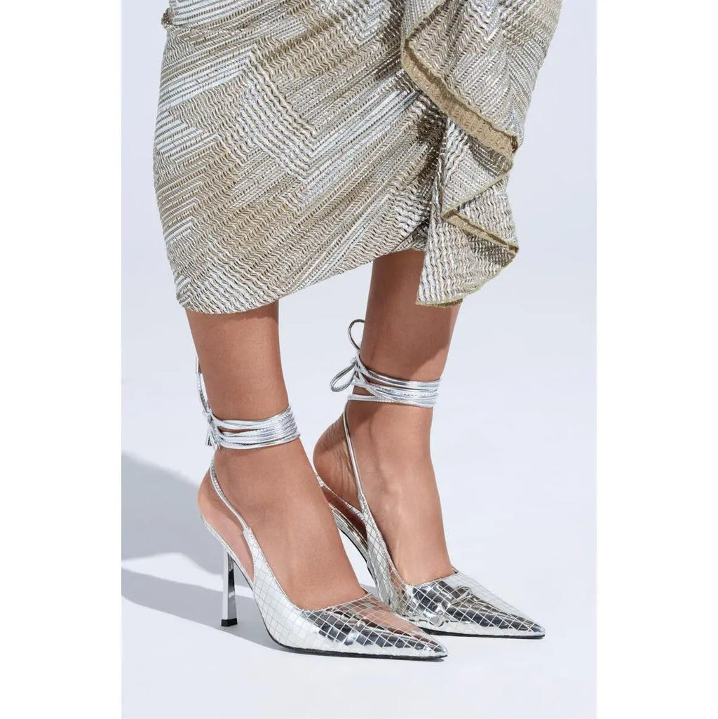 AZALEA WANG FREEMAN SILVER DISCOBALL WRAP up PUMP