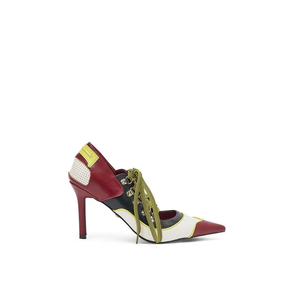 AZALEA WANG BLITZ MULTI COLOR LACE up STILETTO PUMP