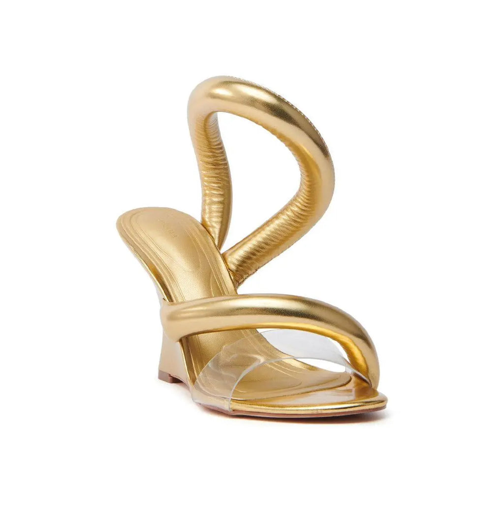 AKIRA MINORU GOLD WEDGE SANDAL