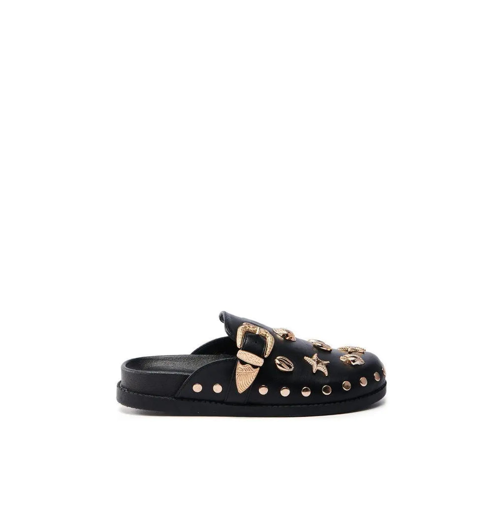 AZALEA WANG BRINY BLACK SEA SHELL EMBELLISHED CLOG