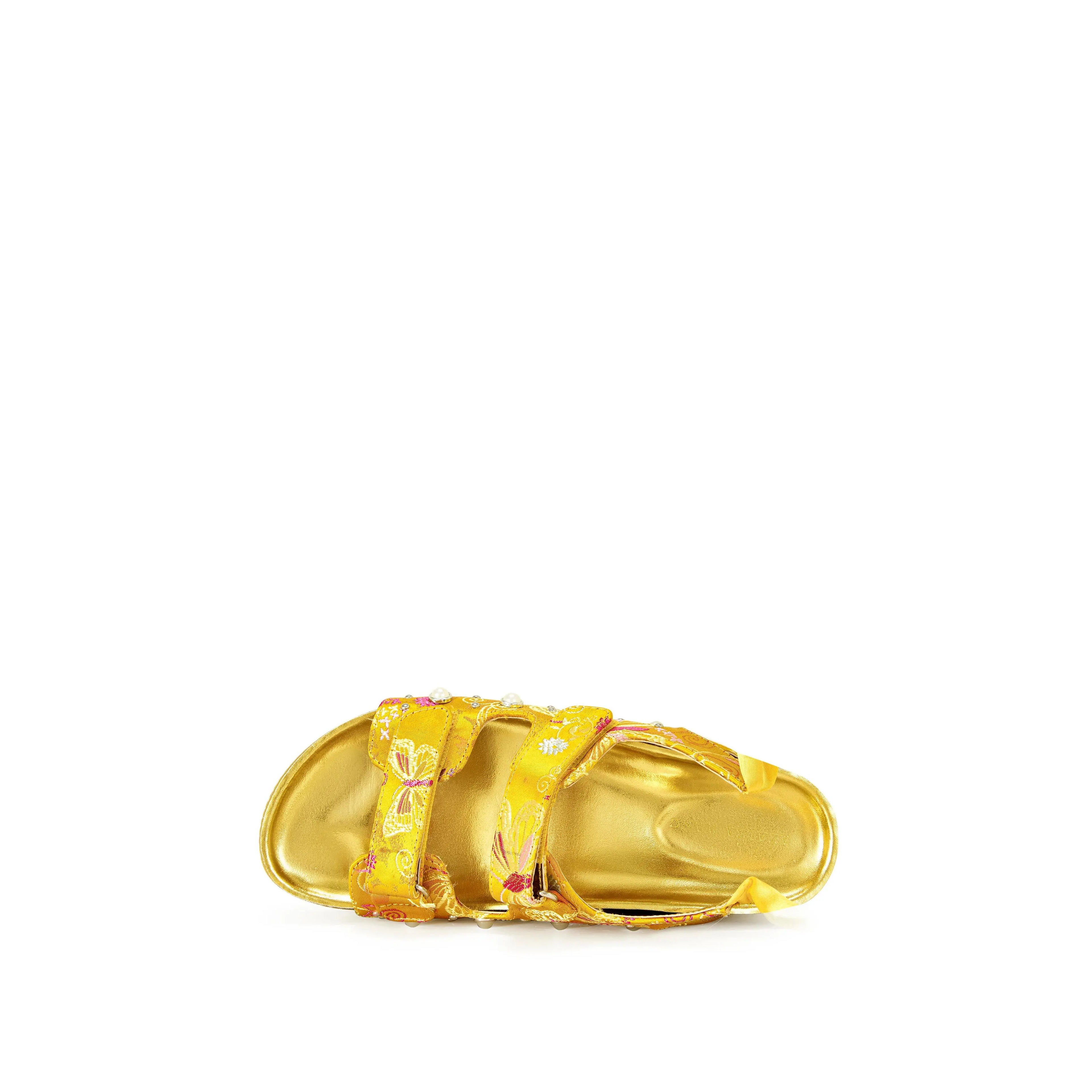 MACKLEY-YELLOW TIE up FLATFORM SANDAL