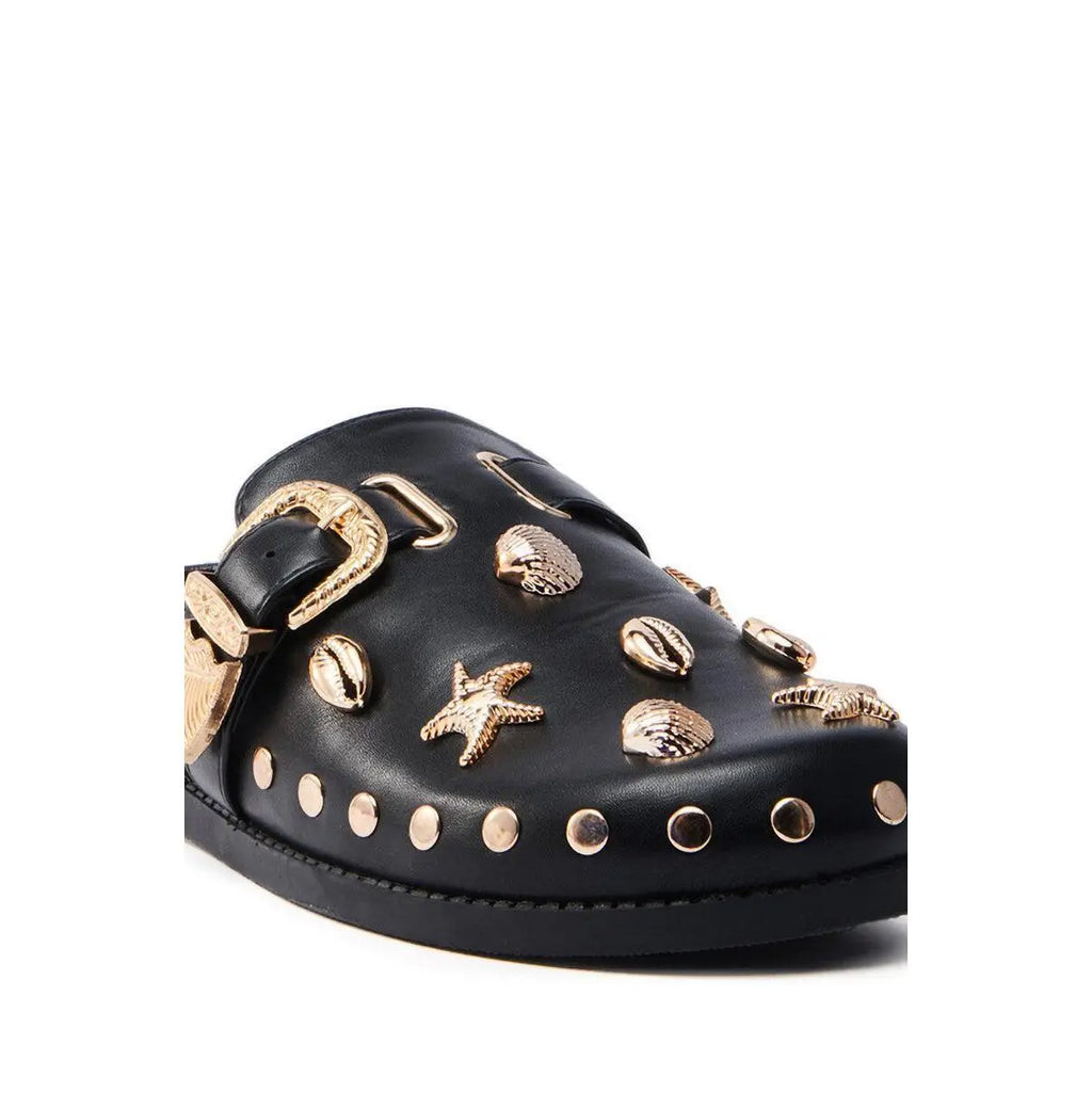 AZALEA WANG BRINY BLACK SEA SHELL EMBELLISHED CLOG