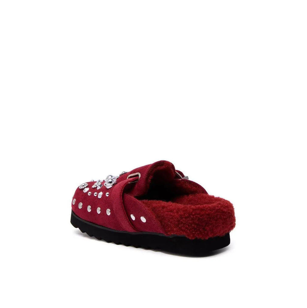 AZALEA WANG CHATTER BURGUNDY FUR SLIP on CLOG