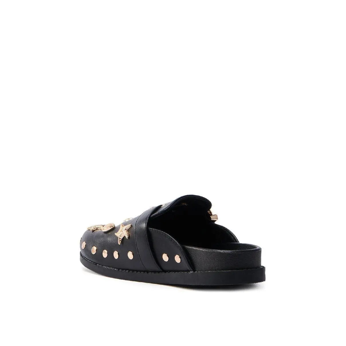 AZALEA WANG BRINY BLACK SEA SHELL EMBELLISHED CLOG