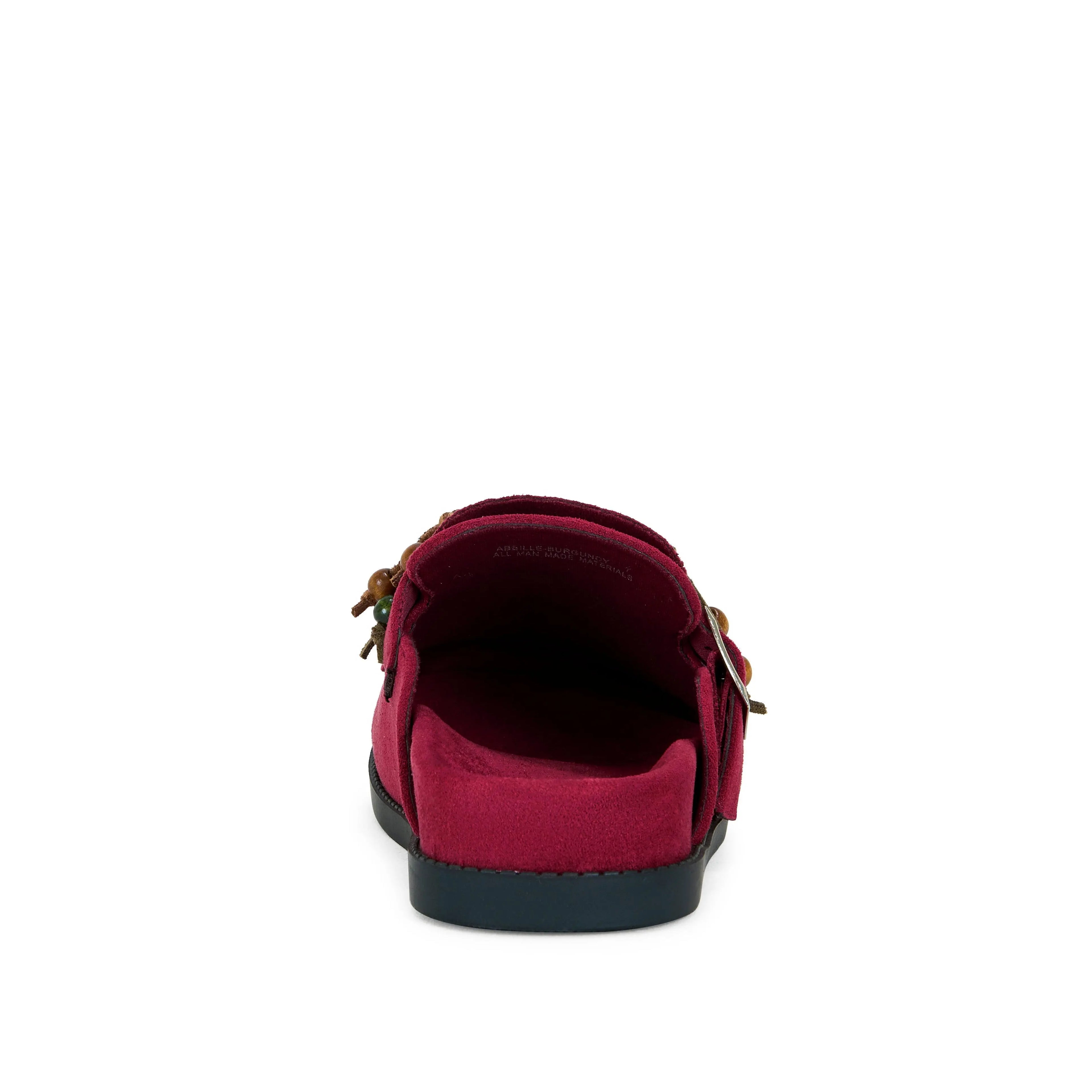 ABEILLE-BURGUNDY TASSEL FLAT MULE